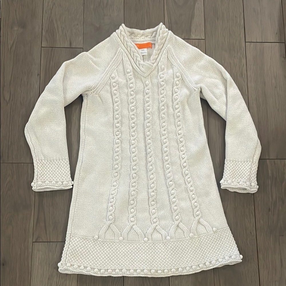 Cynthia Steffe Ivory Cable Knit Sweater Dress Size M Girls